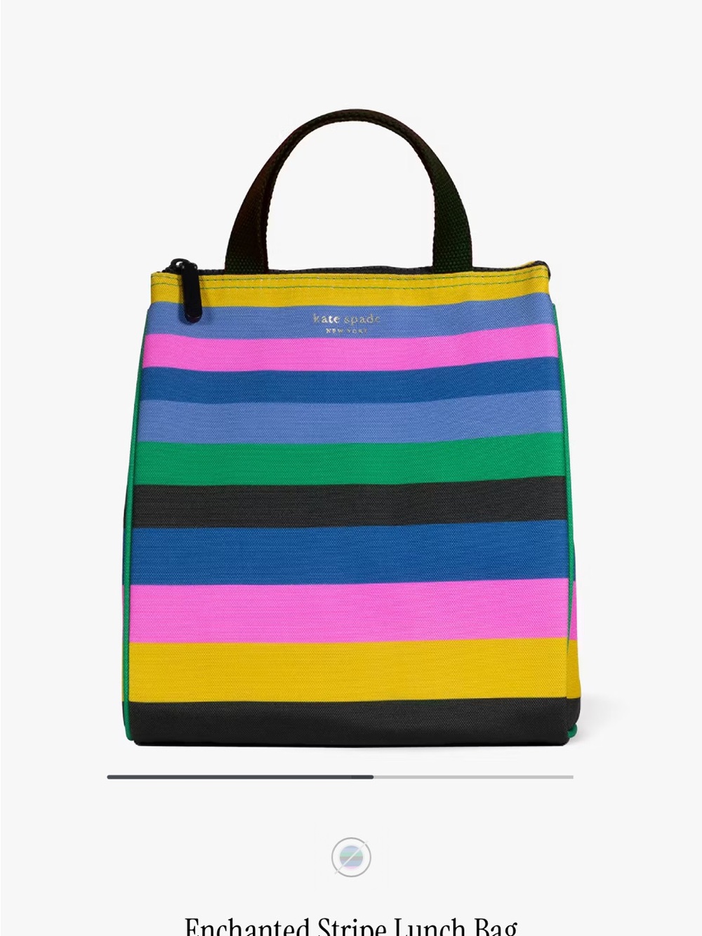 kate spade Enchanted Stripe Lunch Bag - Yellow, Pink, Blue, Green, Black